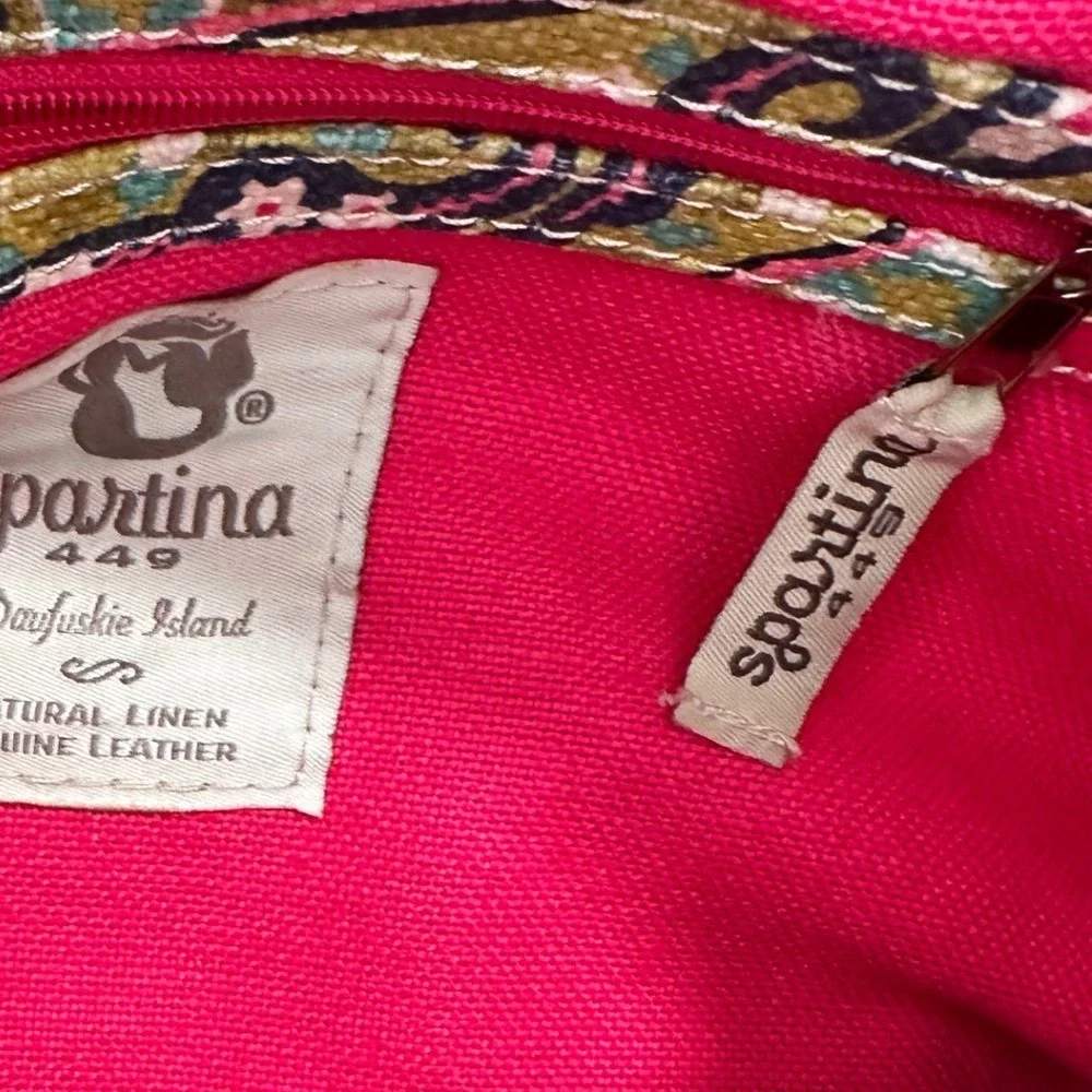 Spartina 449 Daufuskie Island Floral Paisley Linen Leather Satchel Handbag